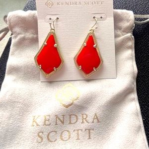 Kendra Scott Alex Gold Drop Earrings In Bright Red Opaque Glass